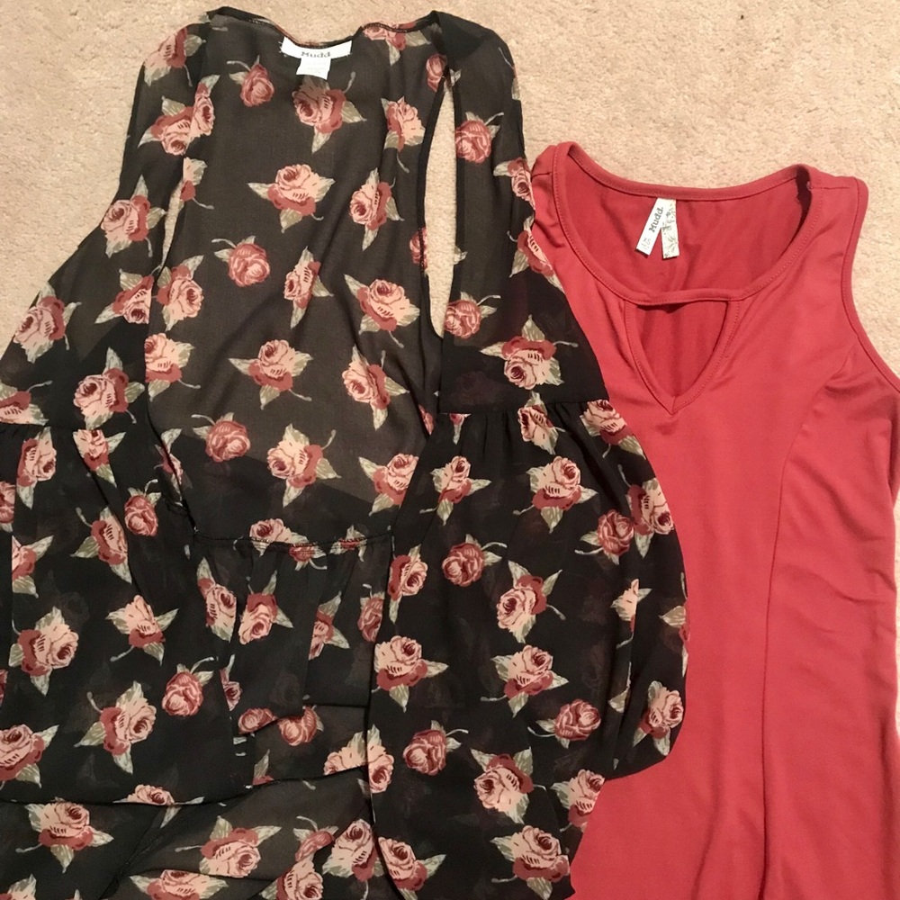 Mudd juniors cotton dress and sheer duster